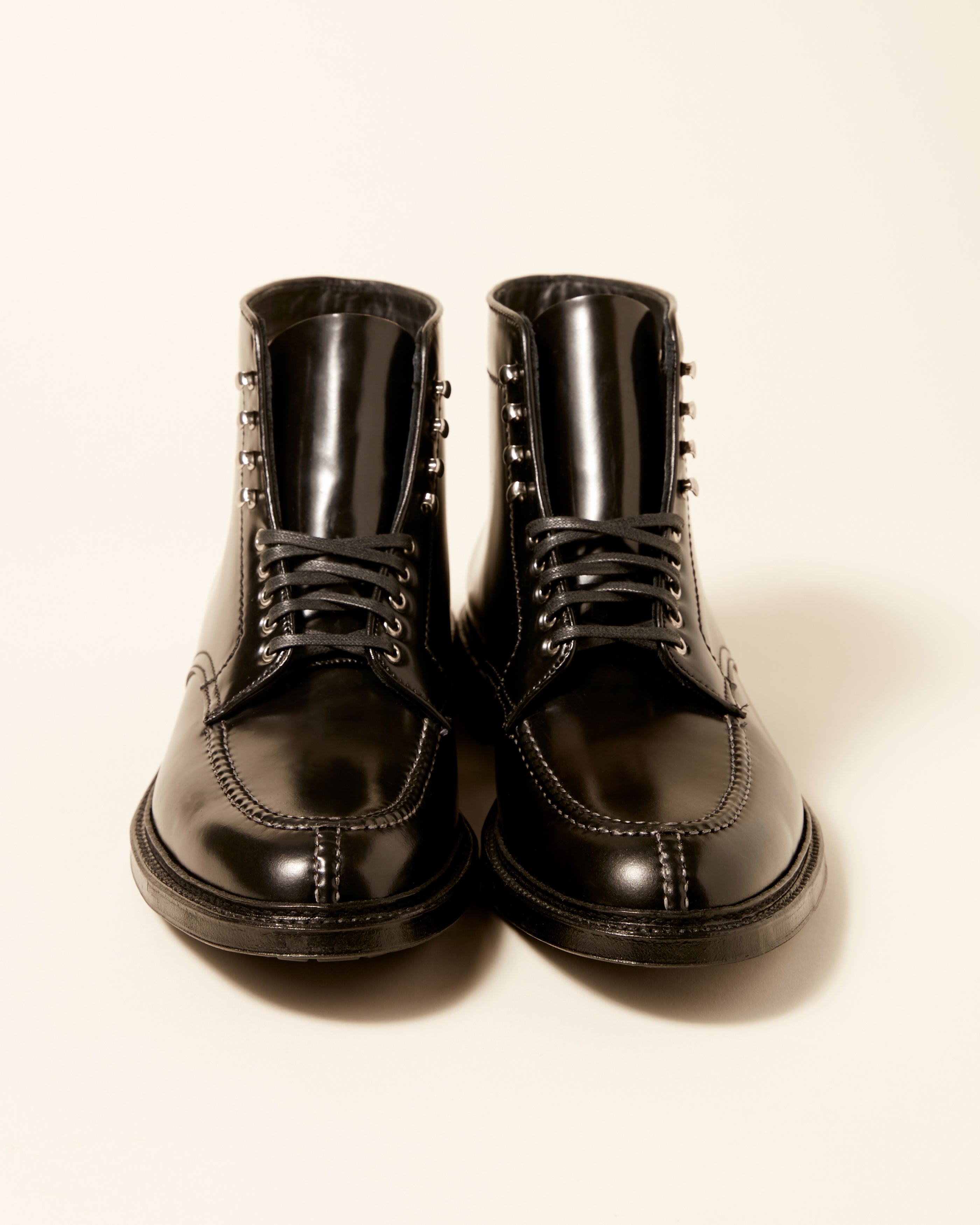 "Olshan" Handsewn Norwegian Front Boot in Black Shell Cordovan, Barrie Last