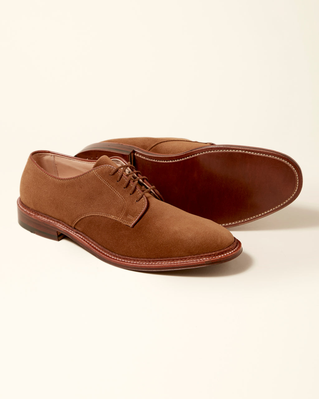 29336F Unlined Plain Toe Derby in Snuff Suede, Barrie Last
