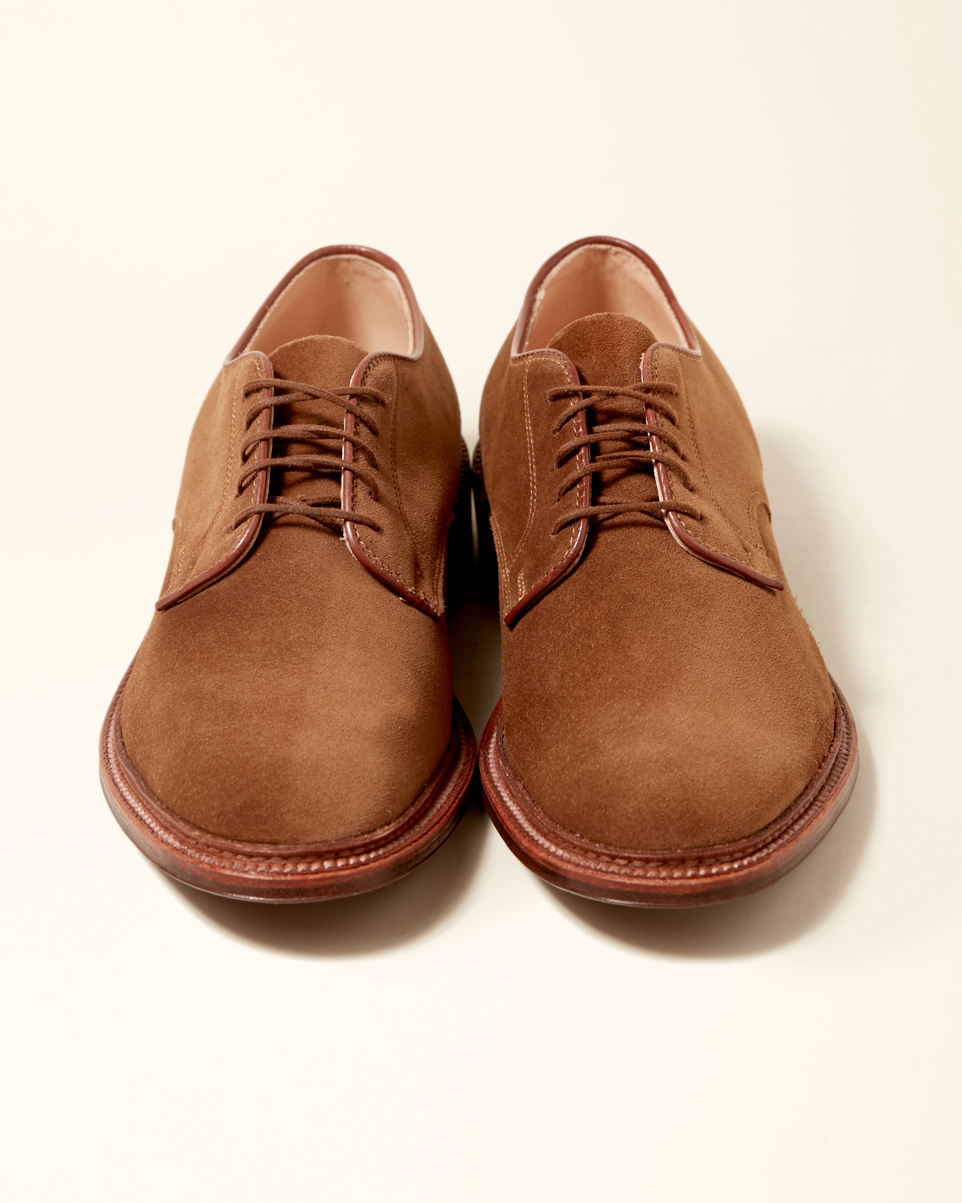29336F Unlined Plain Toe Derby in Snuff Suede, Barrie Last