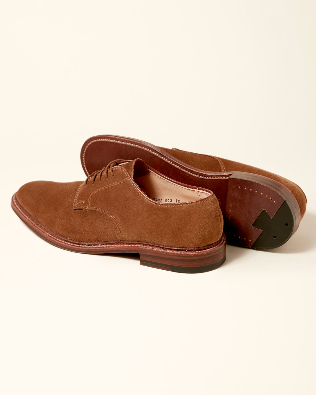 29336F Unlined Plain Toe Derby in Snuff Suede, Barrie Last