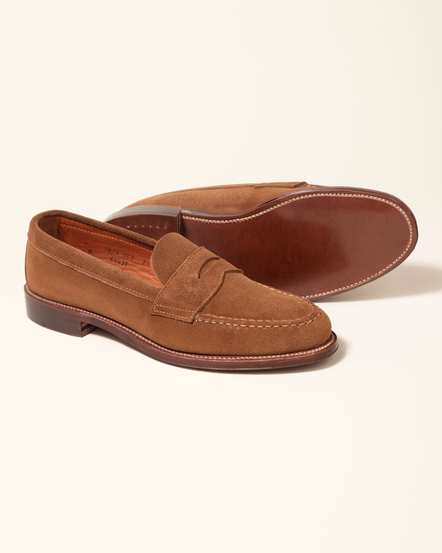 6243F Unlined Leisure Handsewn Penny Loafer in Snuff Suede, Van Last